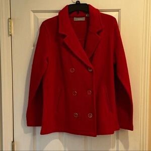 Liz Claiborne Vibrant Red Pea Coat size Large
